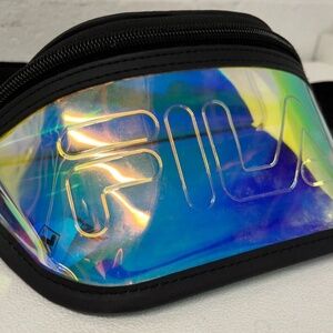 FILA Clear Iridescent Crossbody Sling Fanny/Waist Pack Belt Black Trim